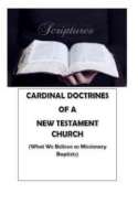 Cardinal Doctrines of a New Testament Church