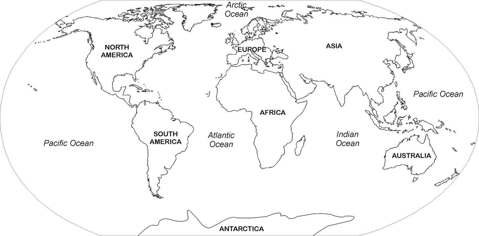 Карта материков контурная для печати