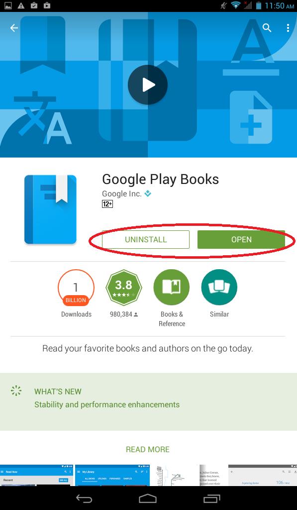 read a google play store book on windows tabet
